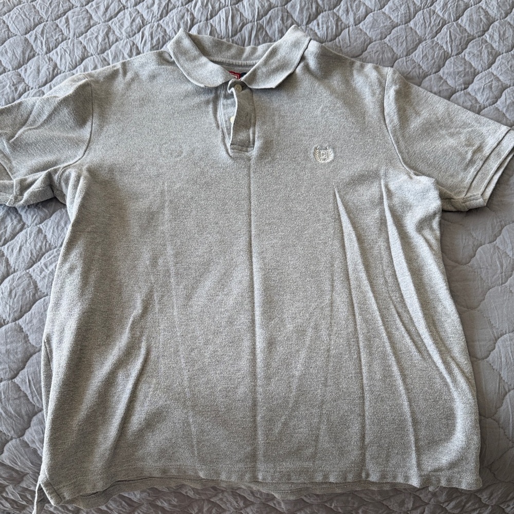 Chaps Men's Heather Gray Polo with Embroidered Crest